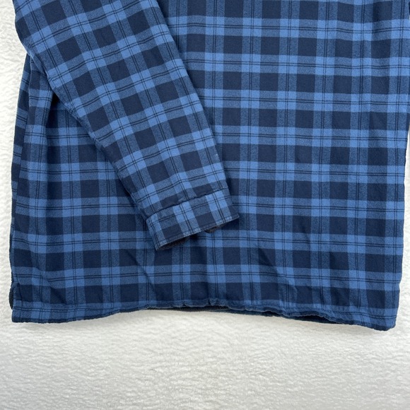 LL Bean Fleece Lined Flannel Shirt Jacket Blue Plaid Men's XL Tall - Picture 10 of 13